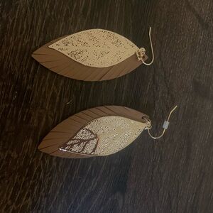 Brown and Gold Leaf Earrings